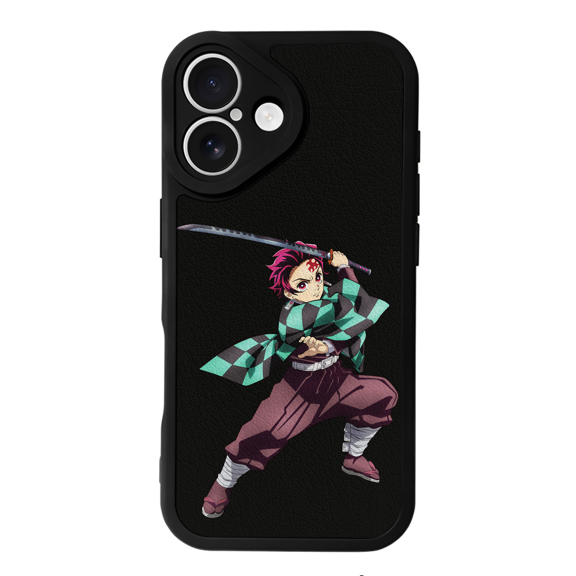 （画像用） 鬼滅の刃 竈門 炭治郎／かまど たんじろう Kamado Tanjirou 【iPhone 16シリーズ対応】シリコンスマホケース（レザー調） 材質：シリコン